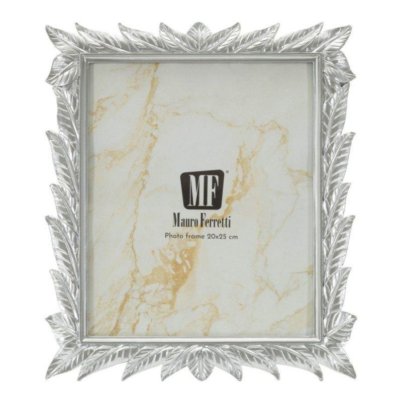 Grand Cadre photo style tropical Feuilles pour photo 20x25 Résine Argenté Leavy 