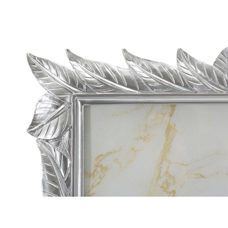 Grand Cadre photo style tropical Feuilles pour photo 20x25 Résine Argenté Leavy 