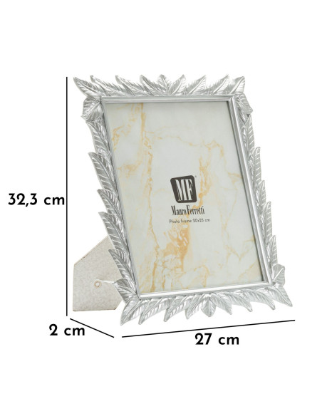Grand Cadre photo style tropical Feuilles pour photo 20x25 Résine Argenté Leavy 