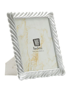 Grand Cadre photo moderne torsades pour photo 20x25 Résine Argenté Carvy 