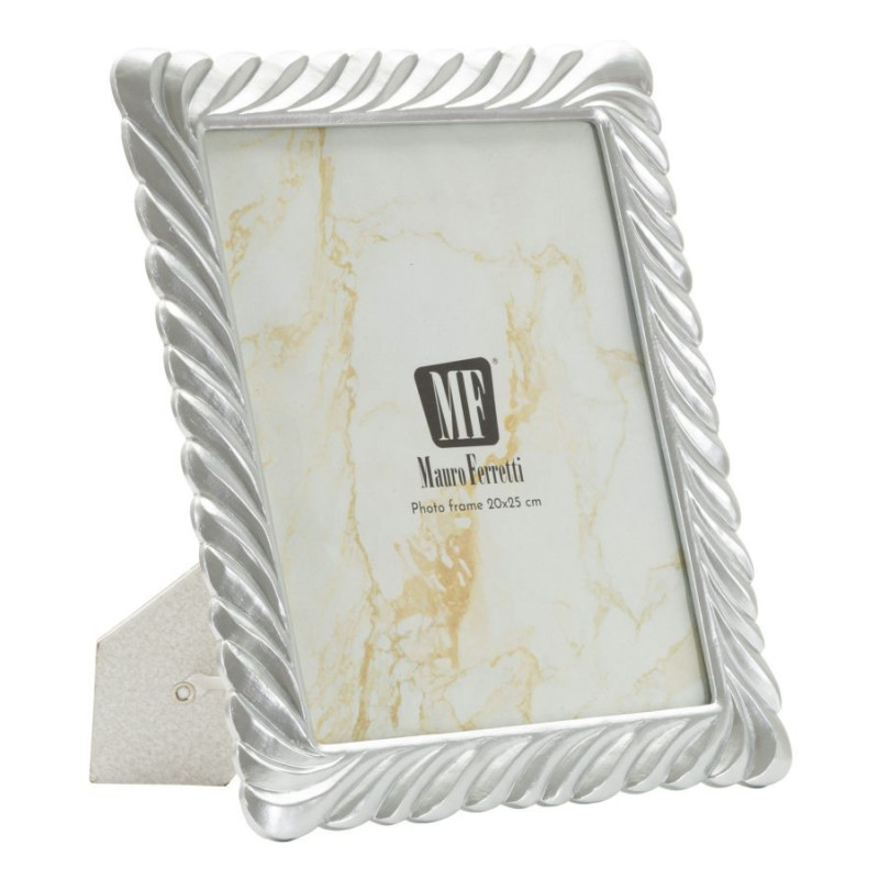 Grand Cadre photo moderne torsades pour photo 20x25 Résine Argenté Carvy 