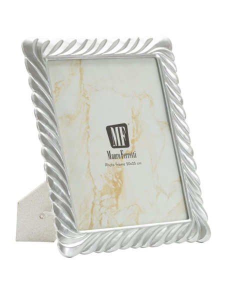 Grand Cadre photo moderne torsades pour photo 20x25 Résine Argenté Carvy 