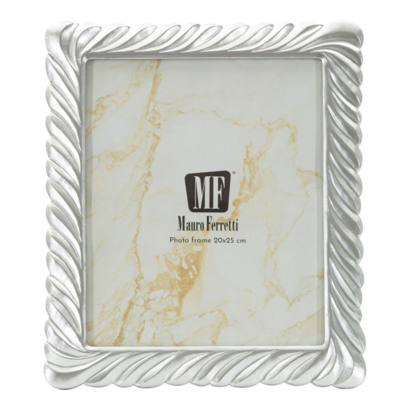 Grand Cadre photo moderne torsades pour photo 20x25 Résine Argenté Carvy 