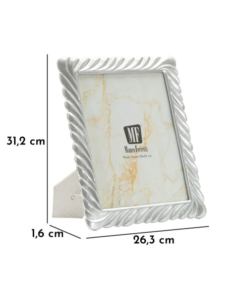Grand Cadre photo moderne torsades pour photo 20x25 Résine Argenté Carvy 