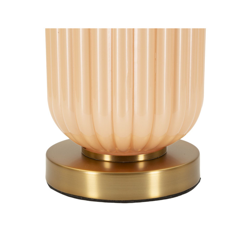 Grande Lampe à poser moderne chic Hauteur 64 cm Verre Beige rosé Tissu Beige Métal Doré Perly 
