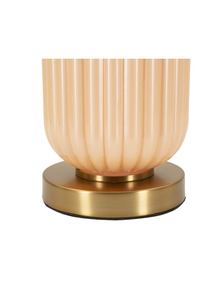 Grande Lampe à poser moderne chic Hauteur 64 cm Verre Beige rosé Tissu Beige Métal Doré Perly 