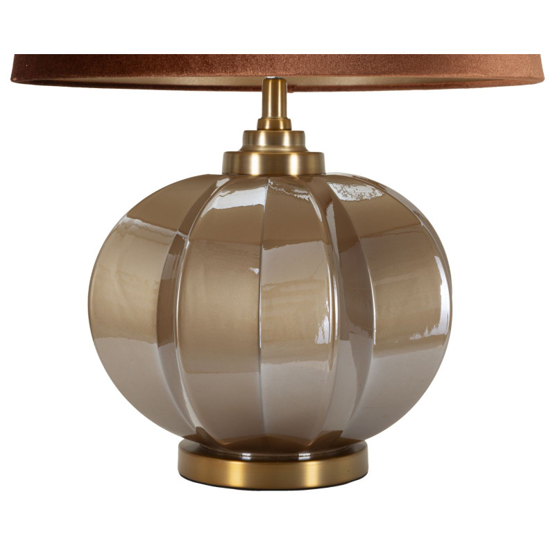 Lampe à poser moderne chic Hauteur 57 cm Verre Tissu Marron Métal Doré Praga 