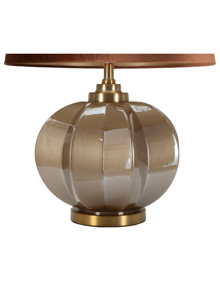 Lampe à poser moderne chic Hauteur 57 cm Verre Tissu Marron Métal Doré Praga 