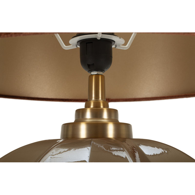 Lampe à poser moderne chic Hauteur 57 cm Verre Tissu Marron Métal Doré Praga 