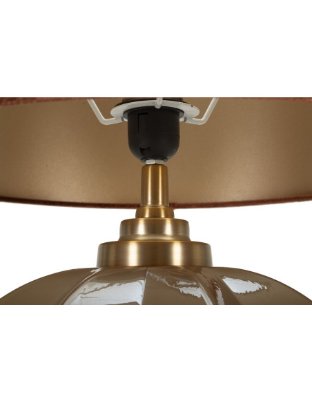 Lampe à poser moderne chic Hauteur 57 cm Verre Tissu Marron Métal Doré Praga 