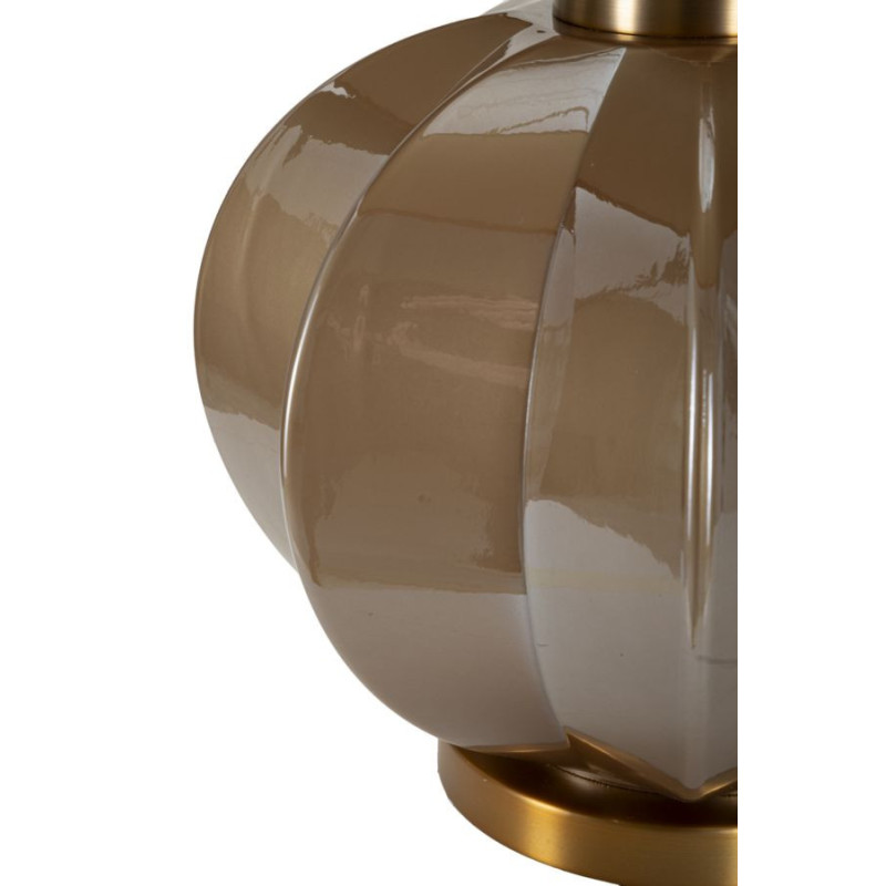 Lampe à poser moderne chic Hauteur 57 cm Verre Tissu Marron Métal Doré Praga 