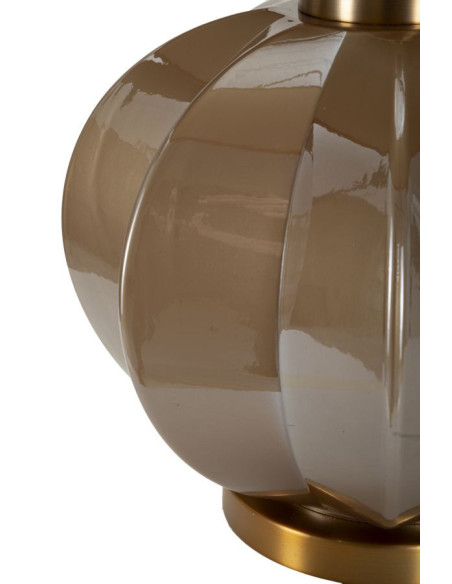 Lampe à poser moderne chic Hauteur 57 cm Verre Tissu Marron Métal Doré Praga 