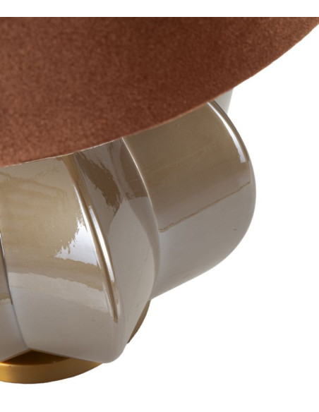 Lampe à poser moderne chic Hauteur 57 cm Verre Tissu Marron Métal Doré Praga 