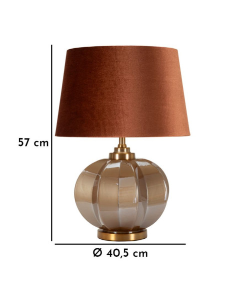 Lampe à poser moderne chic Hauteur 57 cm Verre Tissu Marron Métal Doré Praga 