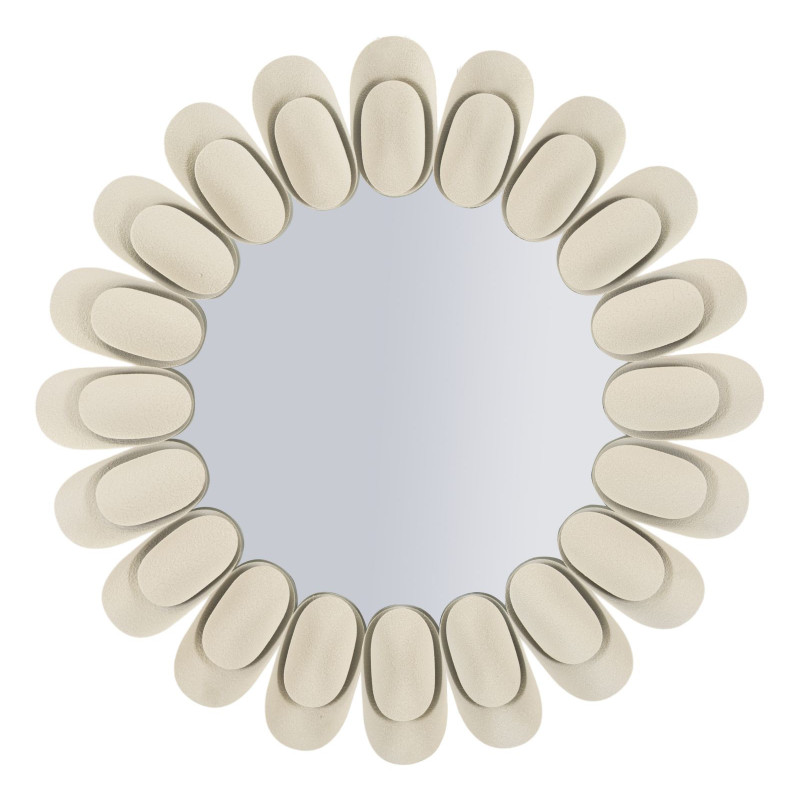 Miroir mural moderne chic Rond 85x85 Métal Blanc crème Dune 
