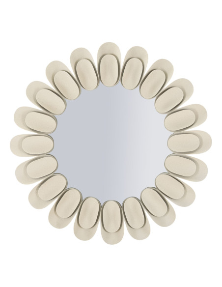 Miroir mural moderne chic Rond 85x85 Métal Blanc crème Dune 