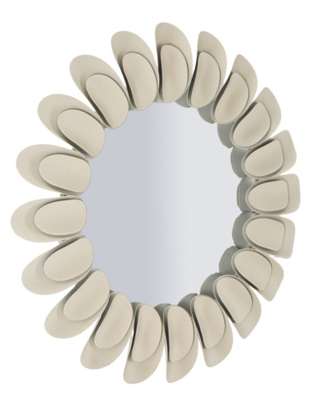 Miroir mural moderne chic Rond 85x85 Métal Blanc crème Dune 