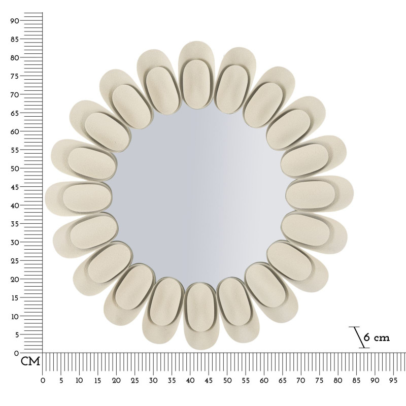 Miroir mural moderne chic Rond 85x85 Métal Blanc crème Dune 