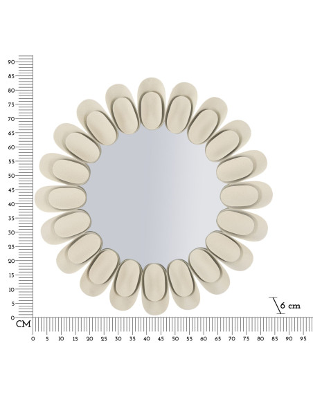 Miroir mural moderne chic Rond 85x85 Métal Blanc crème Dune 
