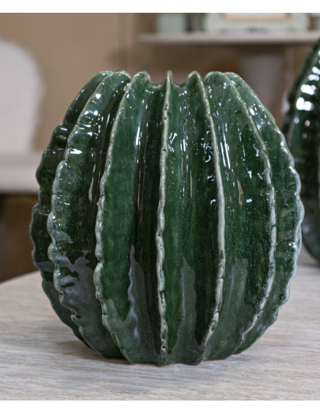 Vase original Boule Hauteur 24 cm Céramique Vert Cactus 