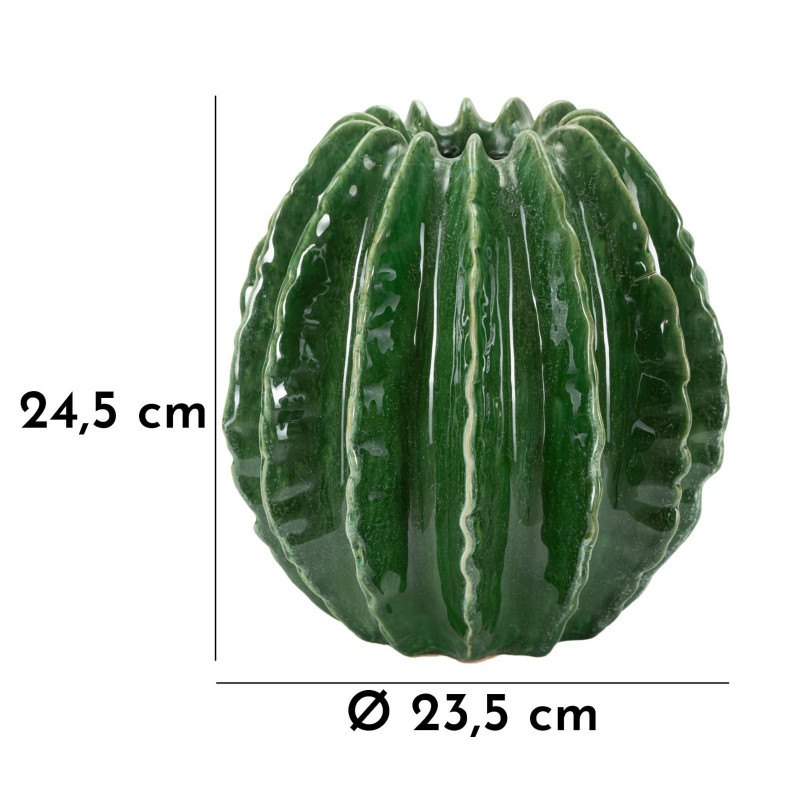 Vase original Boule Hauteur 24 cm Céramique Vert Cactus 
