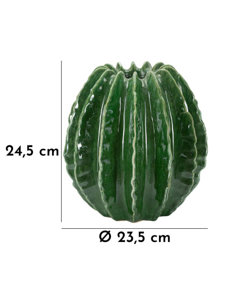 Vase original Boule Hauteur 24 cm Céramique Vert Cactus 