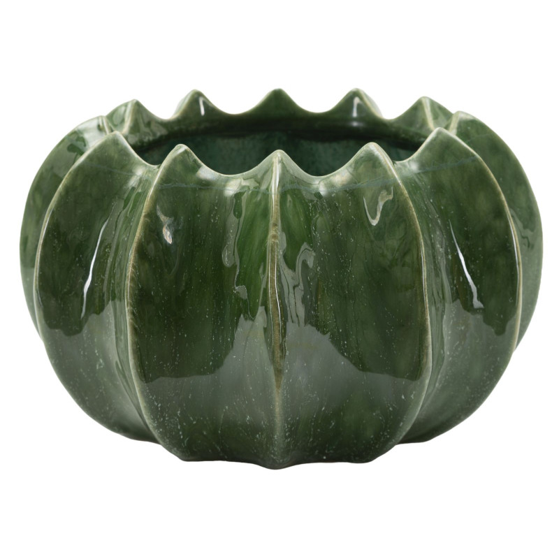 Cache pot original Rond Diamètre 22 cm Céramique Vert Cactus 