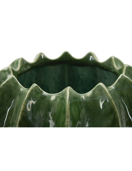 Cache pot original Rond Diamètre 22 cm Céramique Vert Cactus 