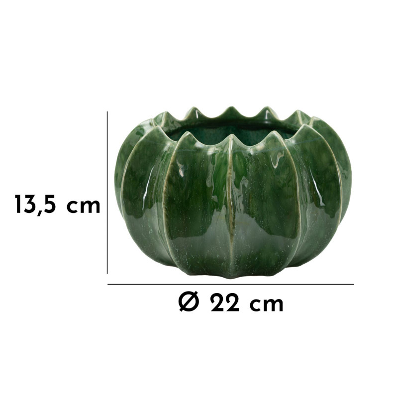 Cache pot original Rond Diamètre 22 cm Céramique Vert Cactus 