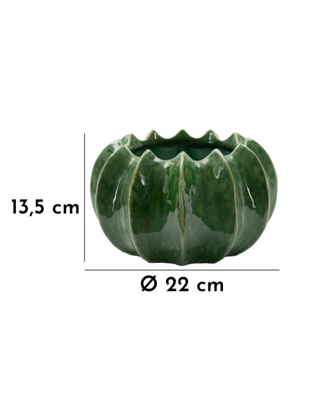 Cache pot original Rond Diamètre 22 cm Céramique Vert Cactus 