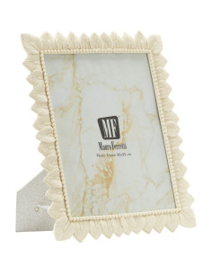 Grand Cadre photo nature chic Feuilles pour photo 20x25 Résine Blanc crème Leaffy 