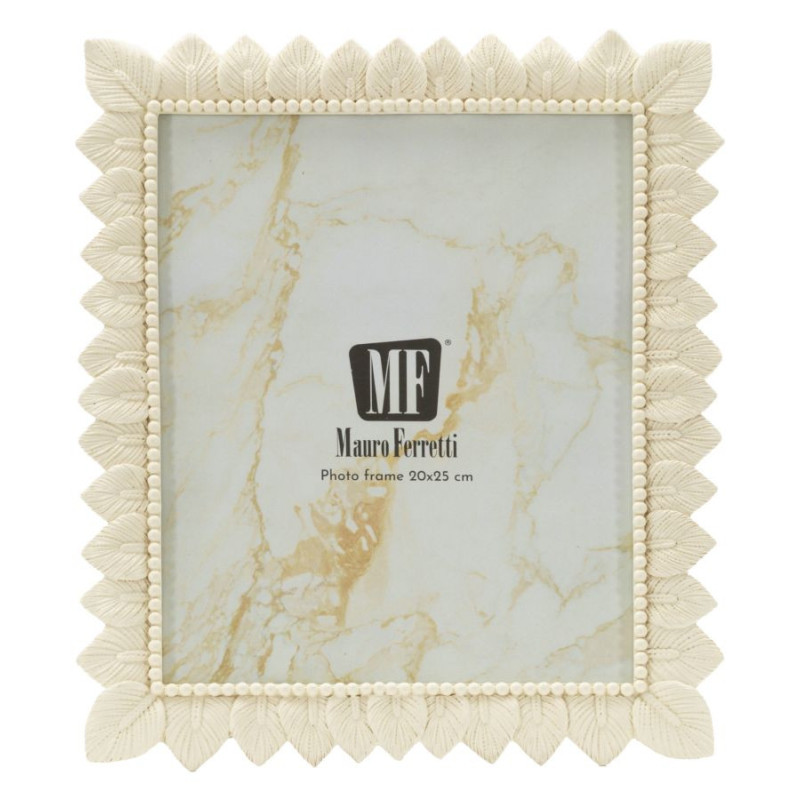 Grand Cadre photo nature chic Feuilles pour photo 20x25 Résine Blanc crème Leaffy 