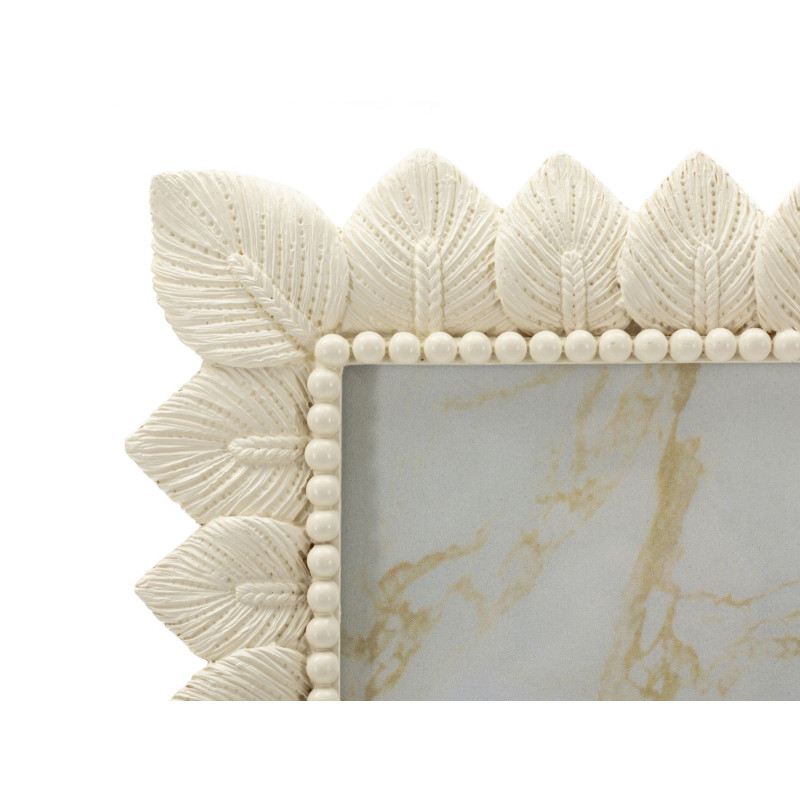 Grand Cadre photo nature chic Feuilles pour photo 20x25 Résine Blanc crème Leaffy 