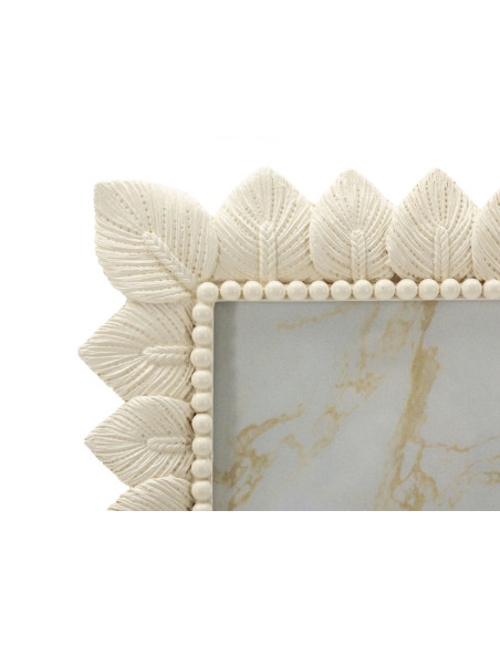 Grand Cadre photo nature chic Feuilles pour photo 20x25 Résine Blanc crème Leaffy 