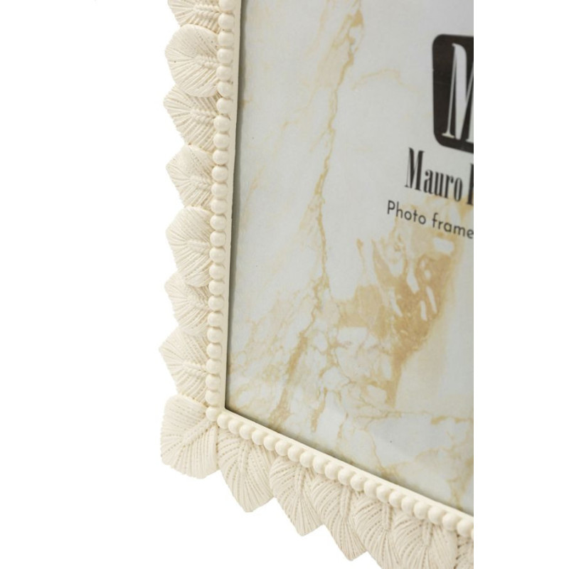 Grand Cadre photo nature chic Feuilles pour photo 20x25 Résine Blanc crème Leaffy 