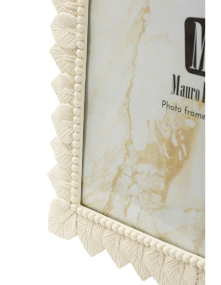 Grand Cadre photo nature chic Feuilles pour photo 20x25 Résine Blanc crème Leaffy 