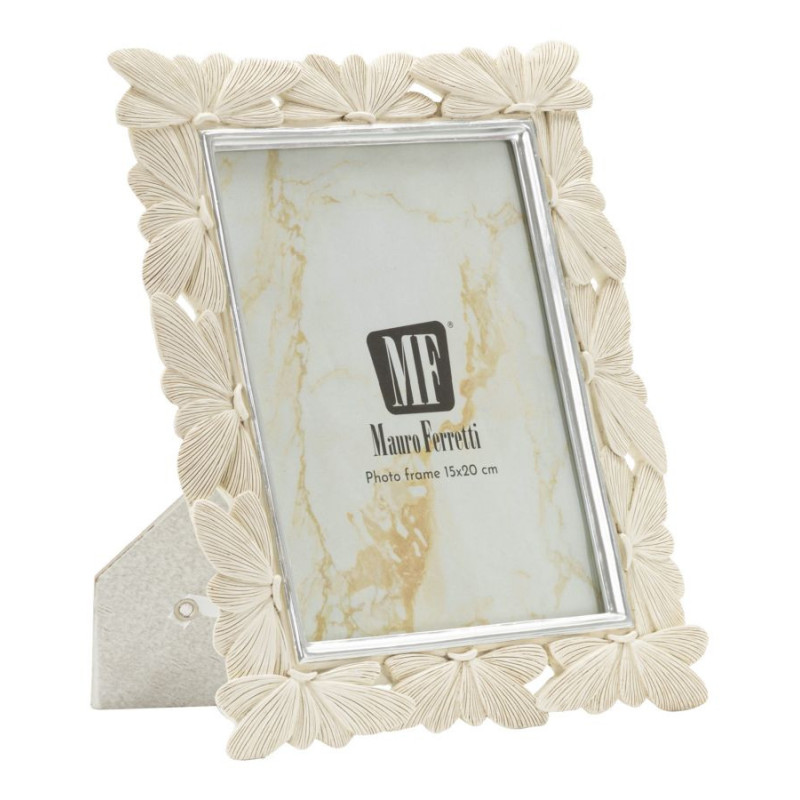 Cadre photo romantique Papillons pour photo 15x20 Résine Blanc crème Butterfly 