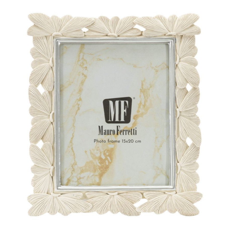 Cadre photo romantique Papillons pour photo 15x20 Résine Blanc crème Butterfly 