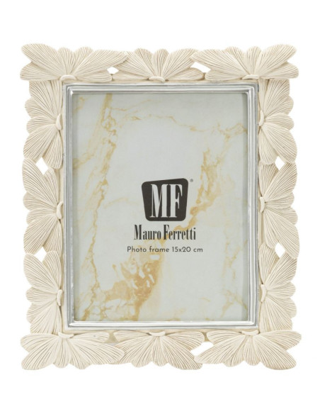 Cadre photo romantique Papillons pour photo 15x20 Résine Blanc crème Butterfly 