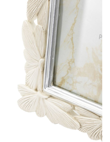 Cadre photo romantique Papillons pour photo 15x20 Résine Blanc crème Butterfly 