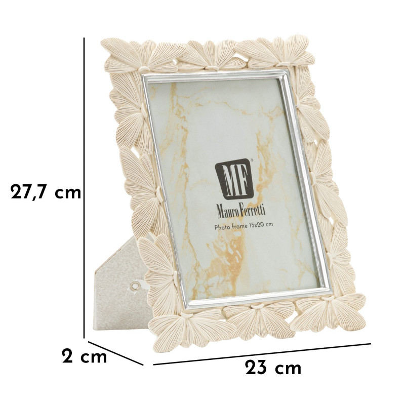 Cadre photo romantique Papillons pour photo 15x20 Résine Blanc crème Butterfly 