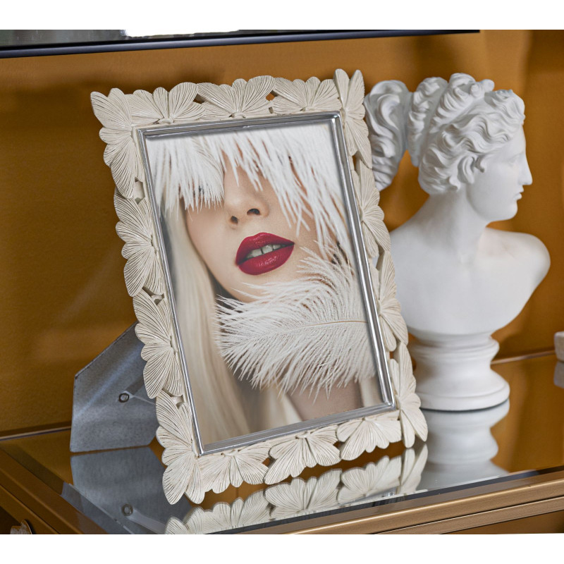 Grand Cadre photo romantique Papillons pour photo 20x25 Résine Blanc crème Butterfly 