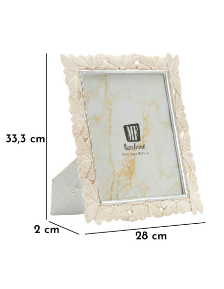 Grand Cadre photo romantique Papillons pour photo 20x25 Résine Blanc crème Butterfly 