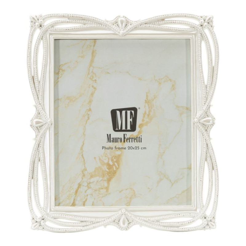 Grand Cadre photo romantique Rubans pour photo 20x25 Résine Argenté Ribbon 