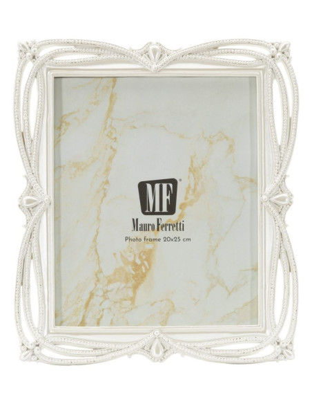 Grand Cadre photo romantique Rubans pour photo 20x25 Résine Argenté Ribbon 