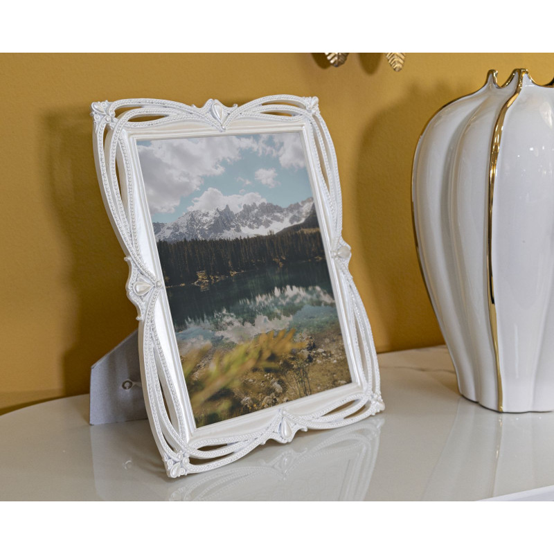 Grand Cadre photo romantique Rubans pour photo 20x25 Résine Argenté Ribbon 