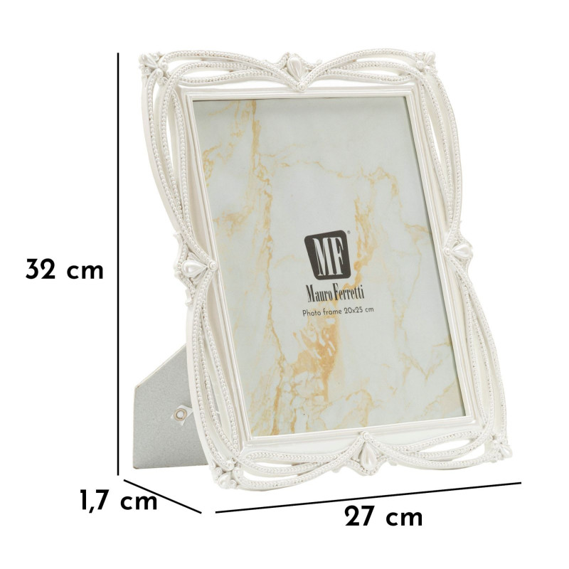 Grand Cadre photo romantique Rubans pour photo 20x25 Résine Argenté Ribbon 