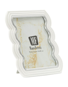 Cadre photo moderne ondulé pour photo 15x20 Résine Argenté Blanc Curty 