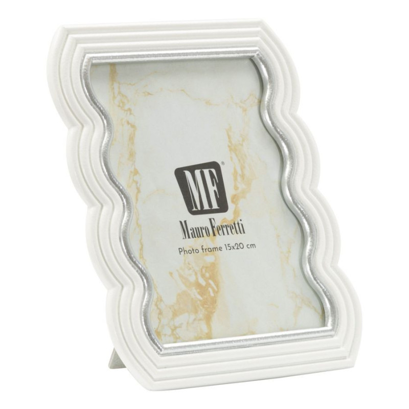 Cadre photo moderne ondulé pour photo 15x20 Résine Argenté Blanc Curty 