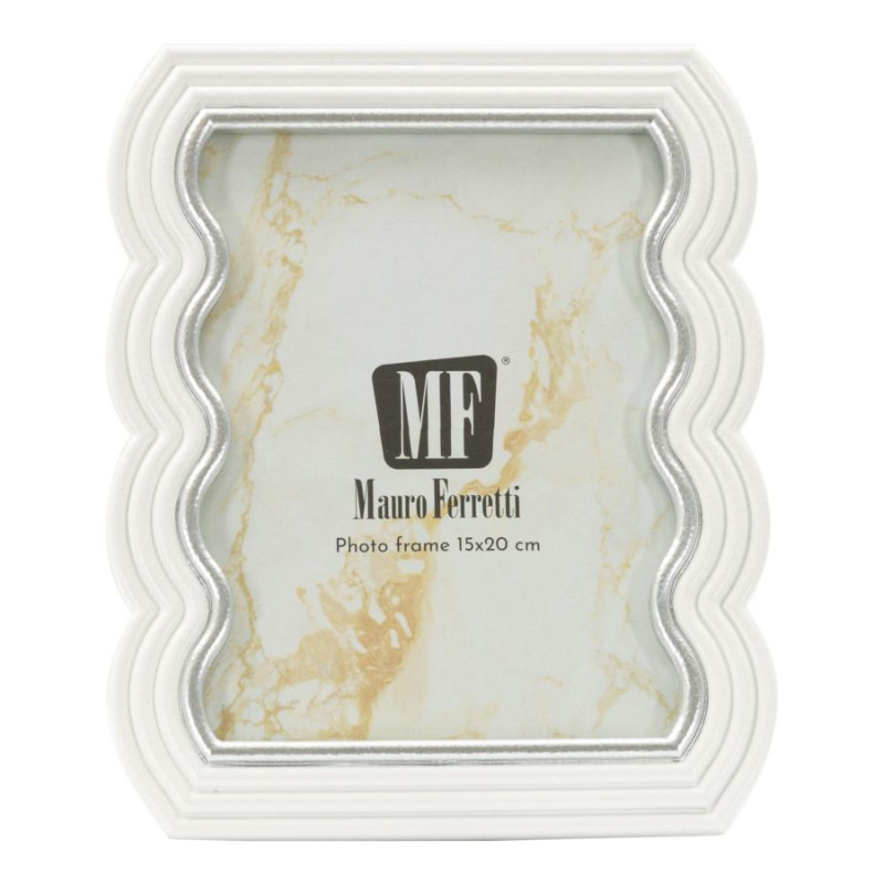 Cadre photo moderne ondulé pour photo 15x20 Résine Argenté Blanc Curty 